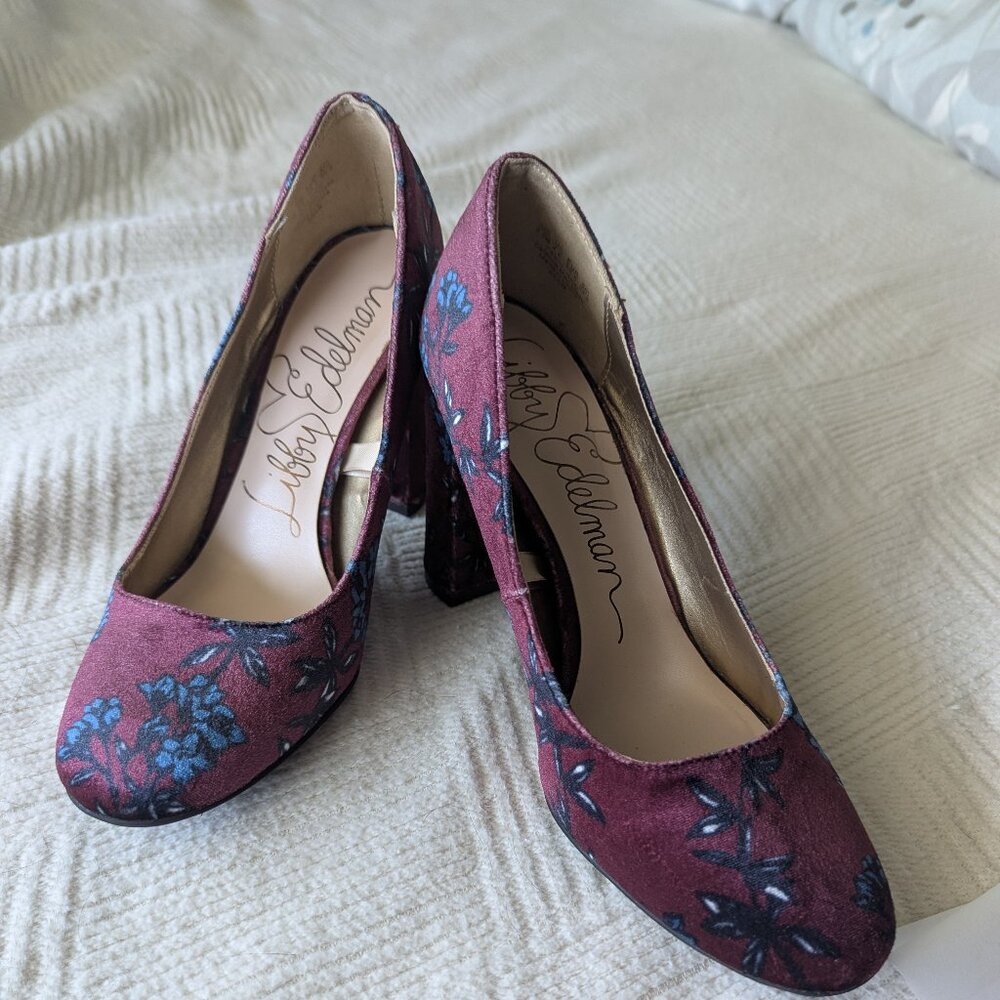 Libby Edelman Sean Floral Velveteen Pumps Size 6.5 - NWOT